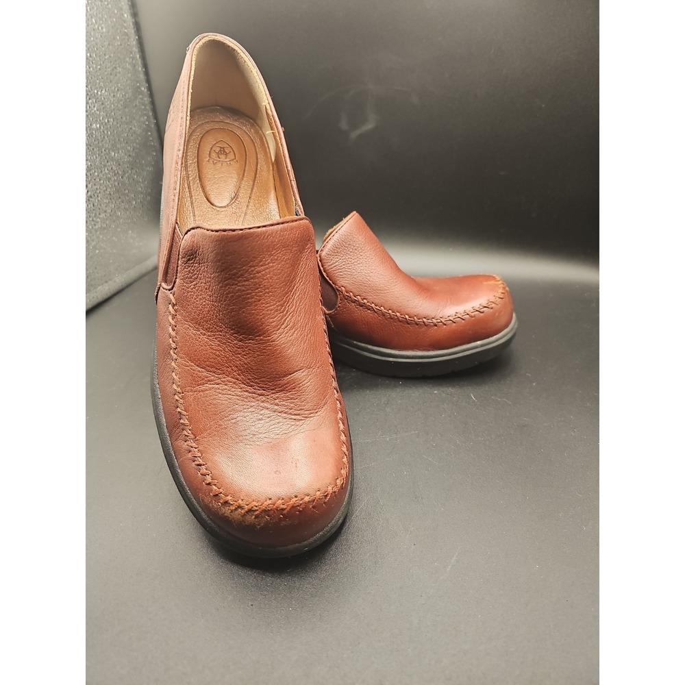 Ariat Womens Brown Leather Wedge Professional Clogs Shoes Size 10B.  ZZ